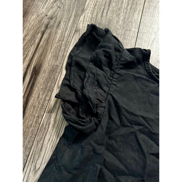 a new day Black Ruffled Cap Short Sleeve Blouse (ignore wrinkles) Size XS - Picture 4 of 5